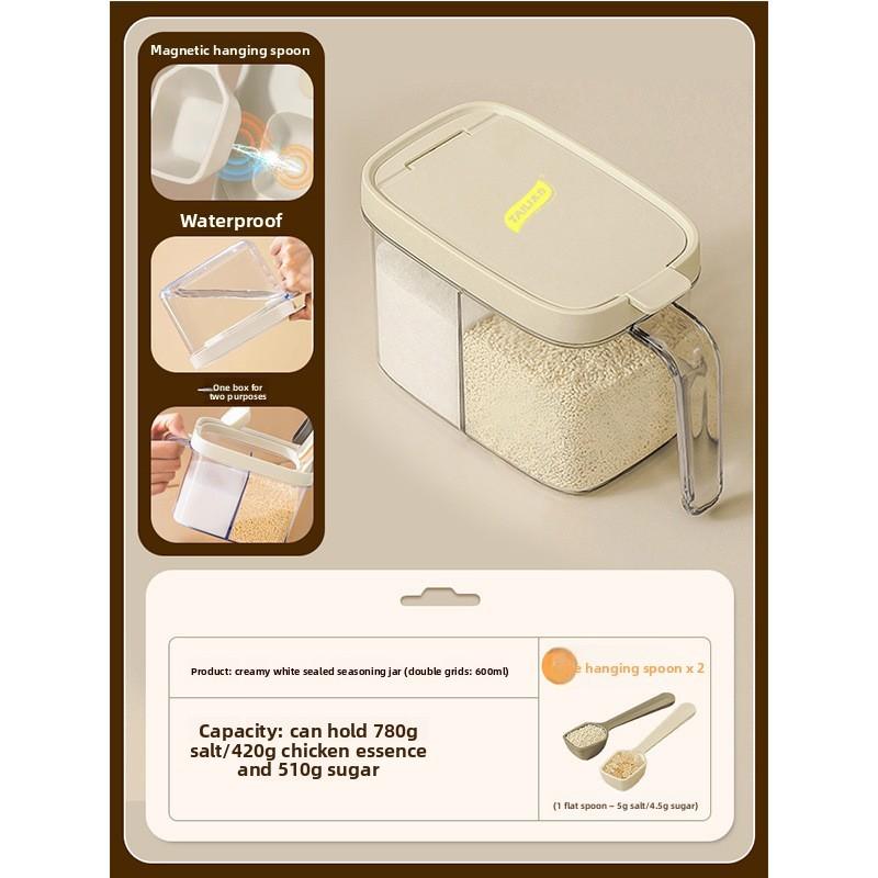 Glass Salt Dispenser Jar With Sealed Lid For Kitchen Storage And Seasoning
