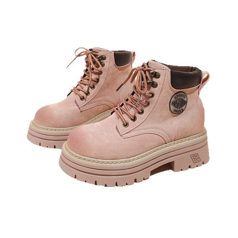 Inner heightening Martin boots women's 2025 new thick-soled leather rhubarb short boots summer and autumn British style small man versatile