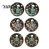 Skull Pattern Desk Decor 6PCS Wooden Coasters, Heat Insulation Moisture Absorption Drink Coffee Mug Coasters Retro Decorative Mats for Home And Office