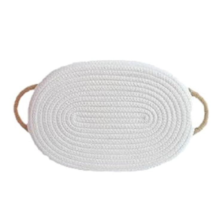 Elegant Cotton Rope Sundries Storage Basket with Handle Hand Woven Kids Toy Desktop Organizer Box Home Decoration