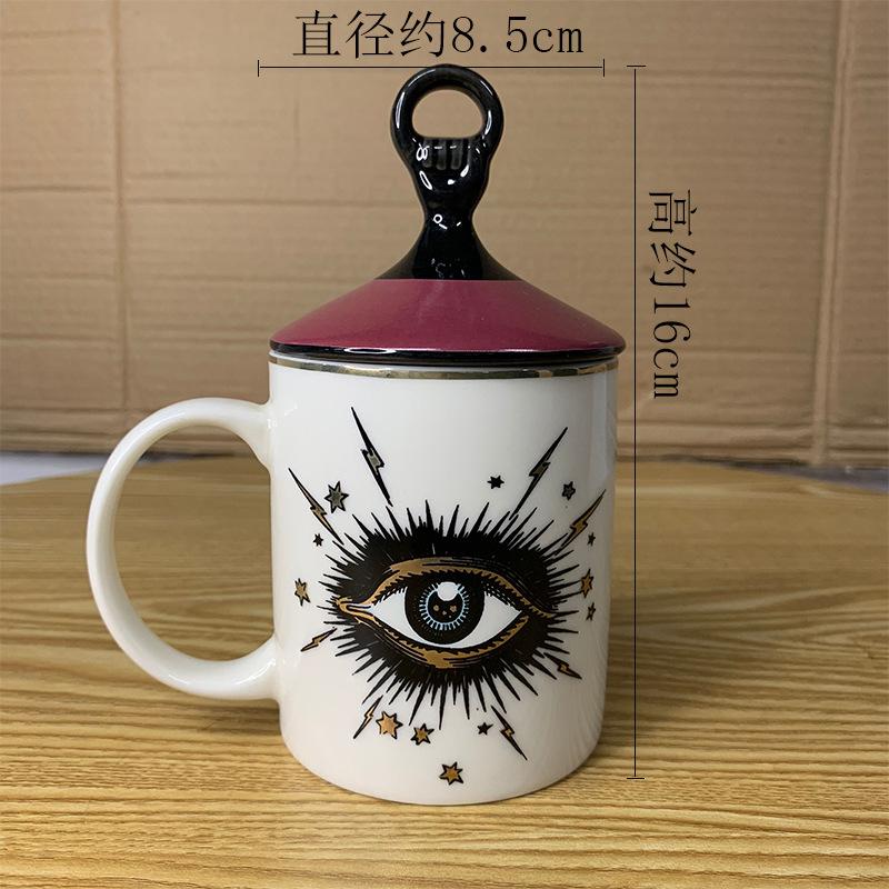 Abstract Eye Ceramic Cup Creative Abstract Coffee Cup with Lid Tableware Aromatherapy Candle Cup Candy Bottle Home Decoration