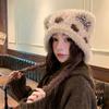 Bear Ears Bow Plush Hat Women's Autumn and Winter Warm Lei Feng Hat Show Face Small Knitted Wool Ear Protector