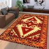 Geometric Boho Tribal-Style Carpet, Red and Yellow Ethnic Pattern Rug Suitable for use as an anti-slip for living room bedroom sofas