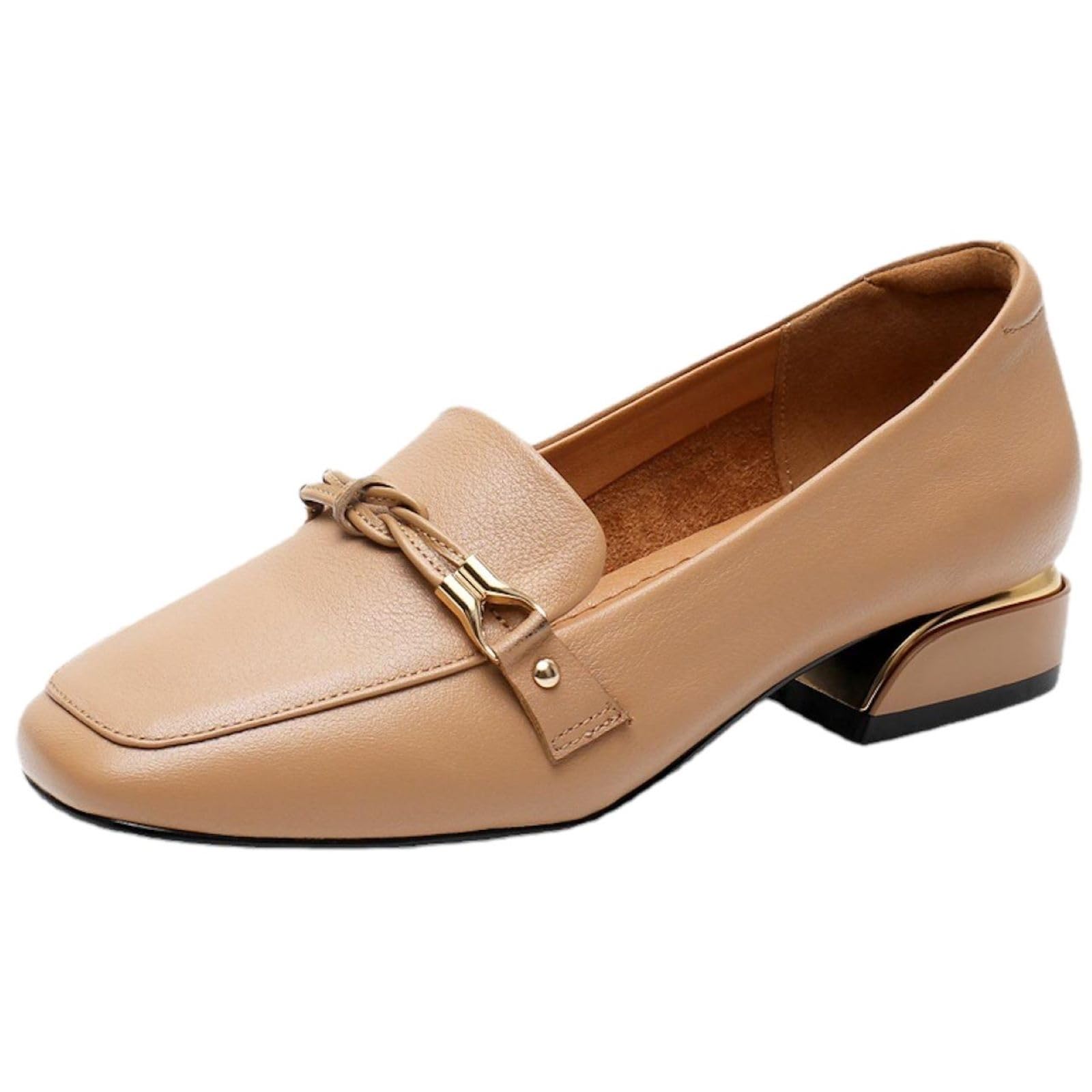 

Туфли Yves Evan из натуральной коровьей кожи с квадратным толстым низким высоким широким и острым носком. Эти удобные балетки идеально подходят для и Идеальны для женщин в бежевый