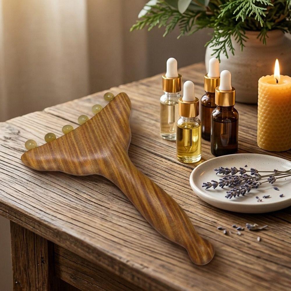 Sandalwood Meridians Massage Comb Copper/Horn Balls Lymphatic Drainage Massager Breast Massage