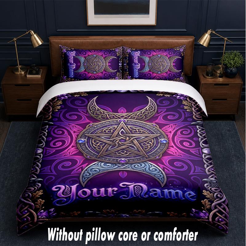 Witchcraft Theme Custom Text Or Name 3Pcs Bedding Set,1 Flat Sheet & 2 Pillowcases Personalized Home Bedding