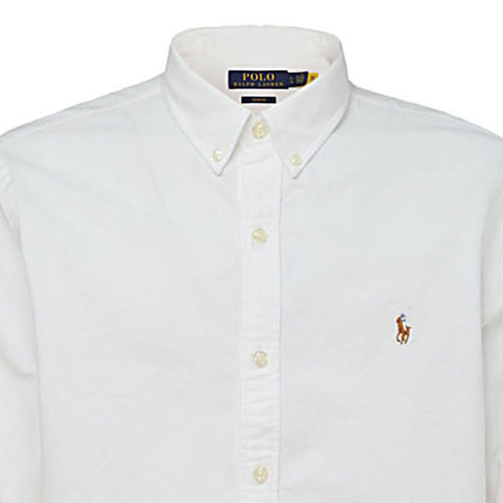 Polo Ralph Lauren Embroidered Colorful Logo Slim Fit Cotton Long Sleeve Shirt Men Shirts White 710549084006BSRWHITE