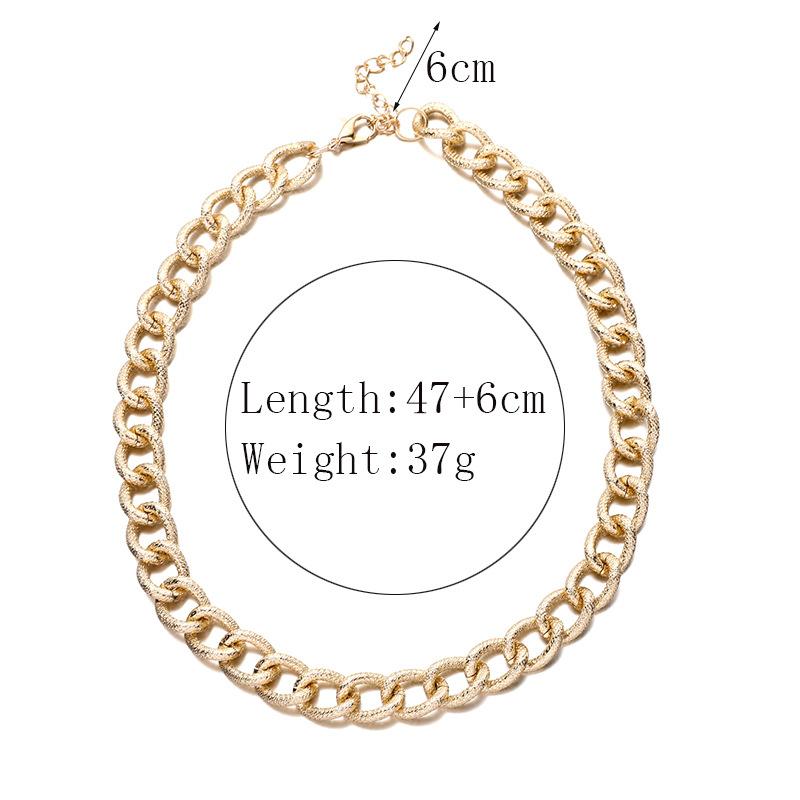 Hip-Hop Necklace, Cuban Collarbone Chain, Punk Metal Exaggerated Necklace, Sweater Chain For Women