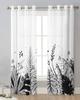 Abstrakte Blätter Pflanze Schwarzweiß Transparente Vorhänge zur Wohnzimmerdekoration Fenstervorhänge Küche Tüll Voile Vorhänge