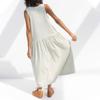 Women's Fashion Casual Solid Colour Sleeveless V-Neck Cotton Linen Pocket Dress