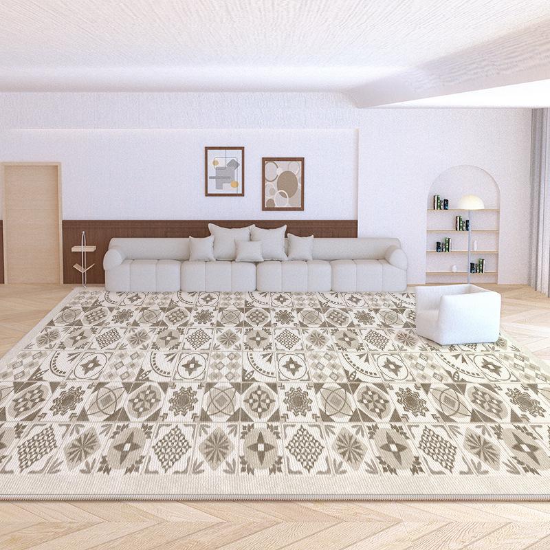 Französischer Schmutzabweisender, Pflegeleichter Velours-Schlingen-Teppich für Wohnzimmer & Schlafzimmer - Wasserdicht, Großer Flächenteppich