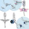 Originalcopper Pink Dragonfly Pendant Demon Eye Heart Key Wings Charms Bead Fit Bracelet Women Jewelry Accessory Fine Gift