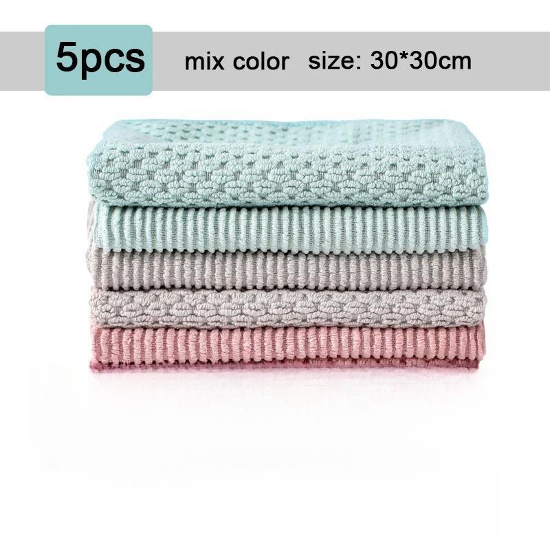 Microfiber Kitchen Cleaning Towel Absorbent Oil-proof Dishcloths Household Washing Rag Glass Window Cleaning Cloths