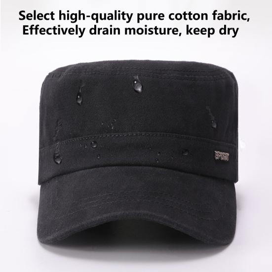 Sun Hat Sweat-absorbing Fine Stitching Soft Solid Color Army Military Cap for Outdoor