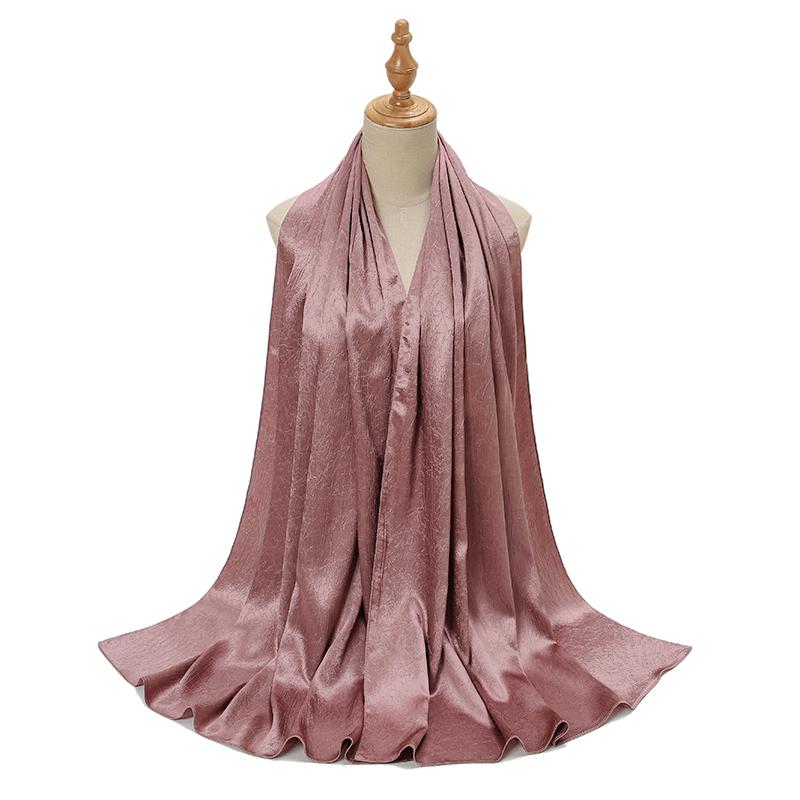 New Arrival Crinkle Satin Silk Muslim Hijabs Scarf For Women Long Shawls Solid Big Size Headscarf Wraps Islamic Headband Turban