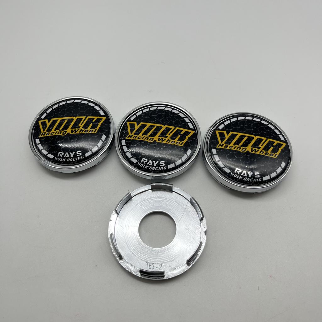 4 Stück T63-2 63mm Für VOLK RAYS Emblem Plakette Auto Radnabenkappen Radnabenmitte Staubschutz Felgenkappen Auto Styling Zubehör