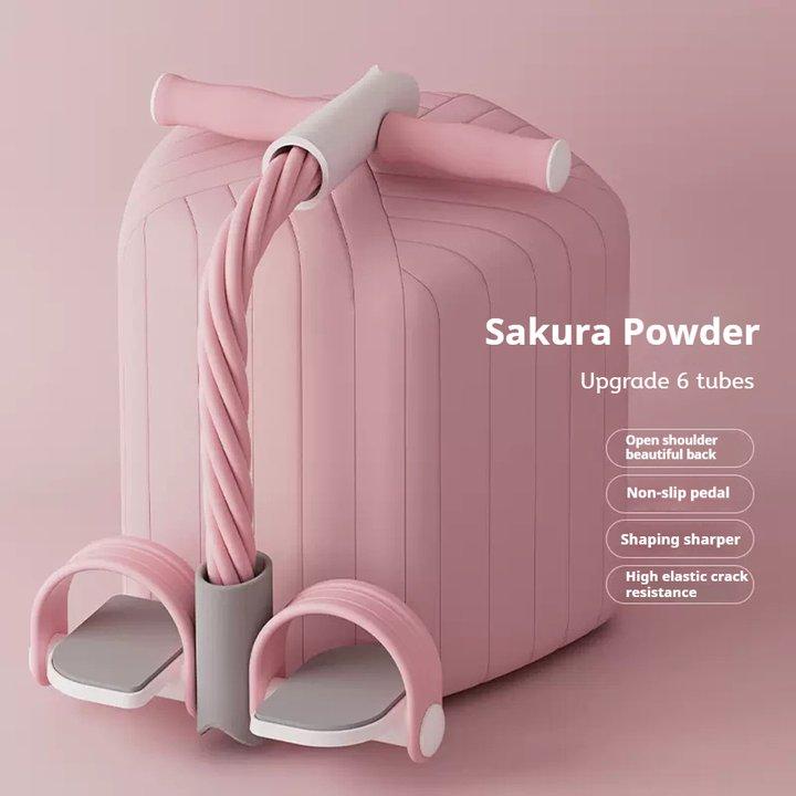 Yoga Pedal Puller Multifunction Tension Rope 6-Tube Elastic Resistance Band Exercise Fitness Woman Exercise At Home