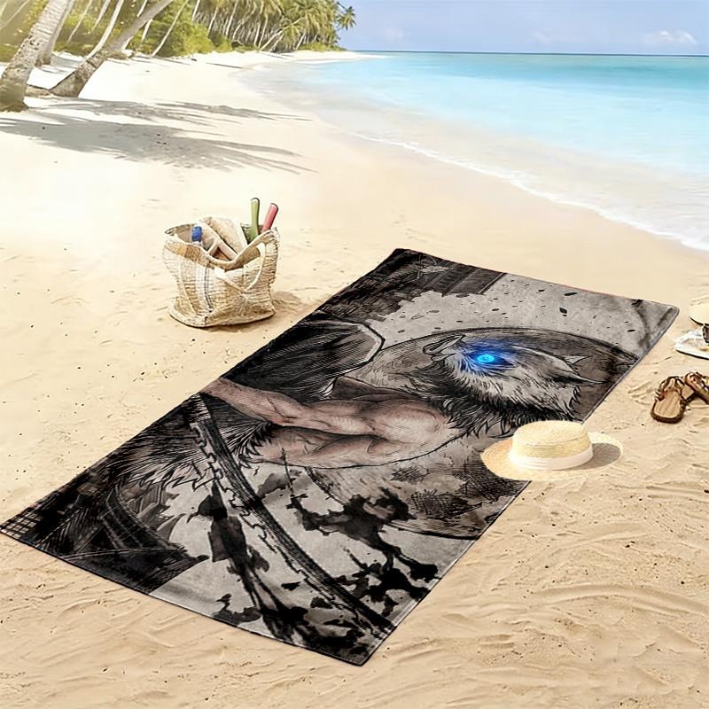 Inosuke Hashibira Print Beach Towel, Large Soft Quick Dry Towel for Beach Camping Swimming