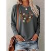 Women's Simple Heart-Shaped Combination Love Print One-piece Casual Long-sleeved Elegant Summer Top Fashionable and Cute T Vintage Loose-fitting
