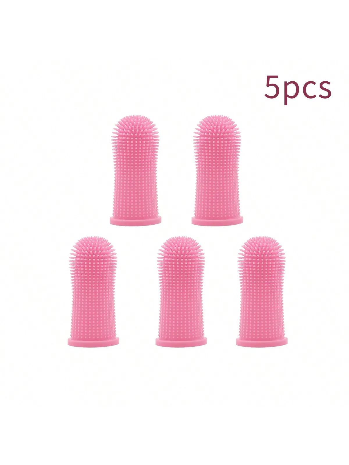 

5 шт. зубная щетка для чистки зубов на палец для домашних животных, нетоксичный силиконовый инструмент для чистки зубов у собак и кошек