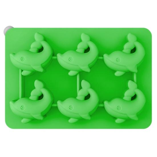 

Силиконовый лоток для льда с крышкой, 6-секционный, в форме дельфина, для льда, без BPA, легко извлекается зелёный