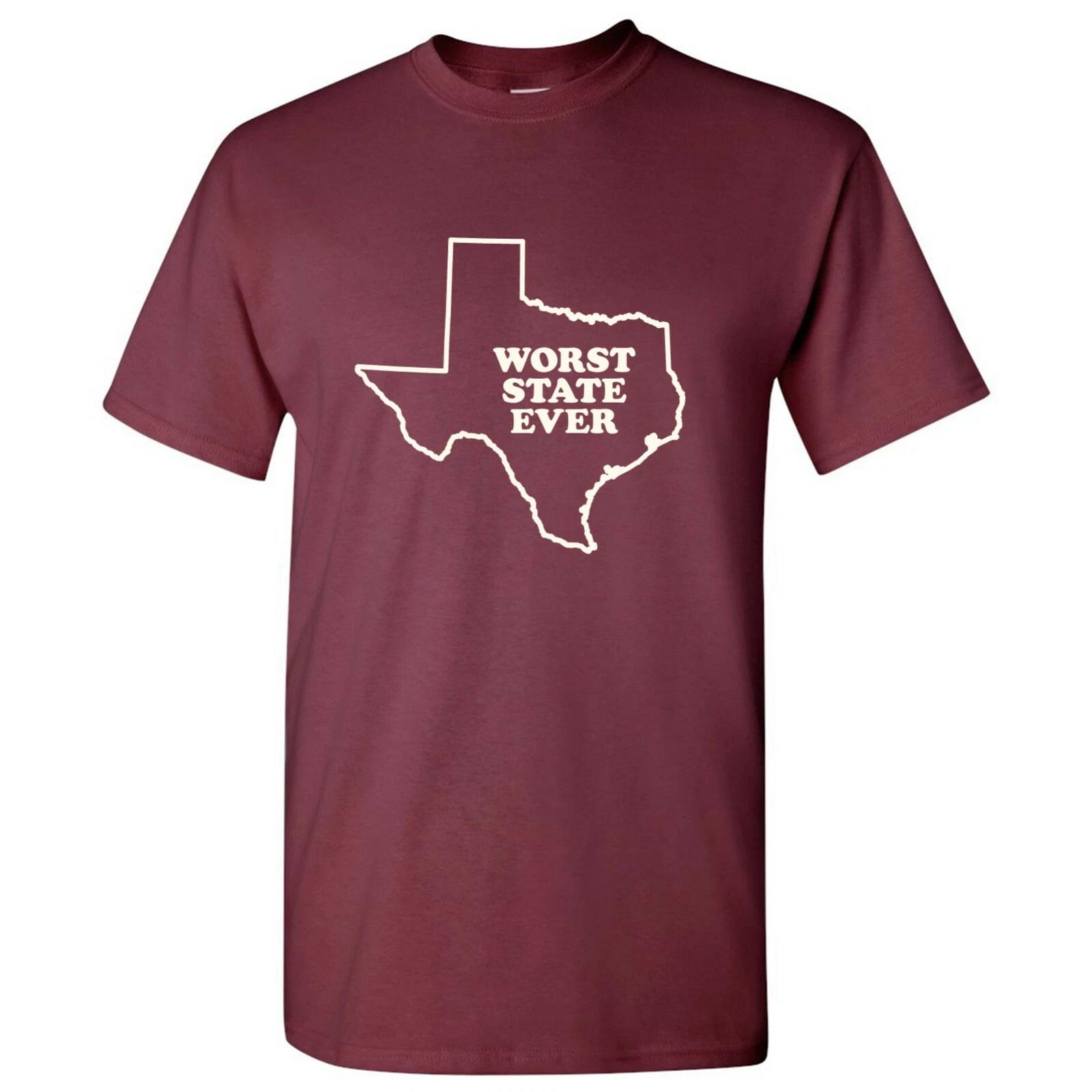 Texas Worst State Ever Basic Cotton T-Shirt - Maroon XL