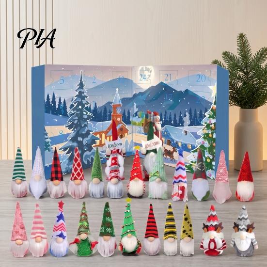 Plush Dwarf Box 2026 Christmas Gnome Advent Calendar, 24 Day Countdown Set with Faceless Soft Figurines Dolls, Xmas Ornaments for Tree Hanging