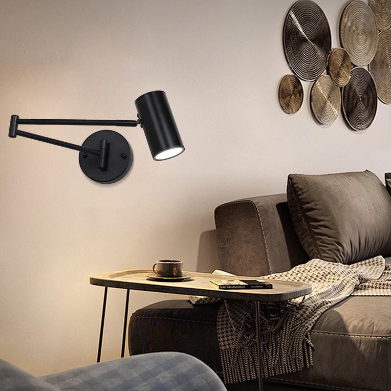 Lampă de perete minimalistă cu braț dublu oscilant și lumină LED reglabilă pentru dormitor sau birou