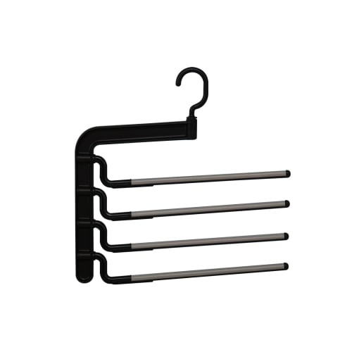 Shinko Hanger (Shinkohanger) 4-Pair Pants Storage, S&F New 4-Stop, Black, Made In Japan, Space-Saving, Multi-Tier Storage for Slacks and Pants, Non-Sl