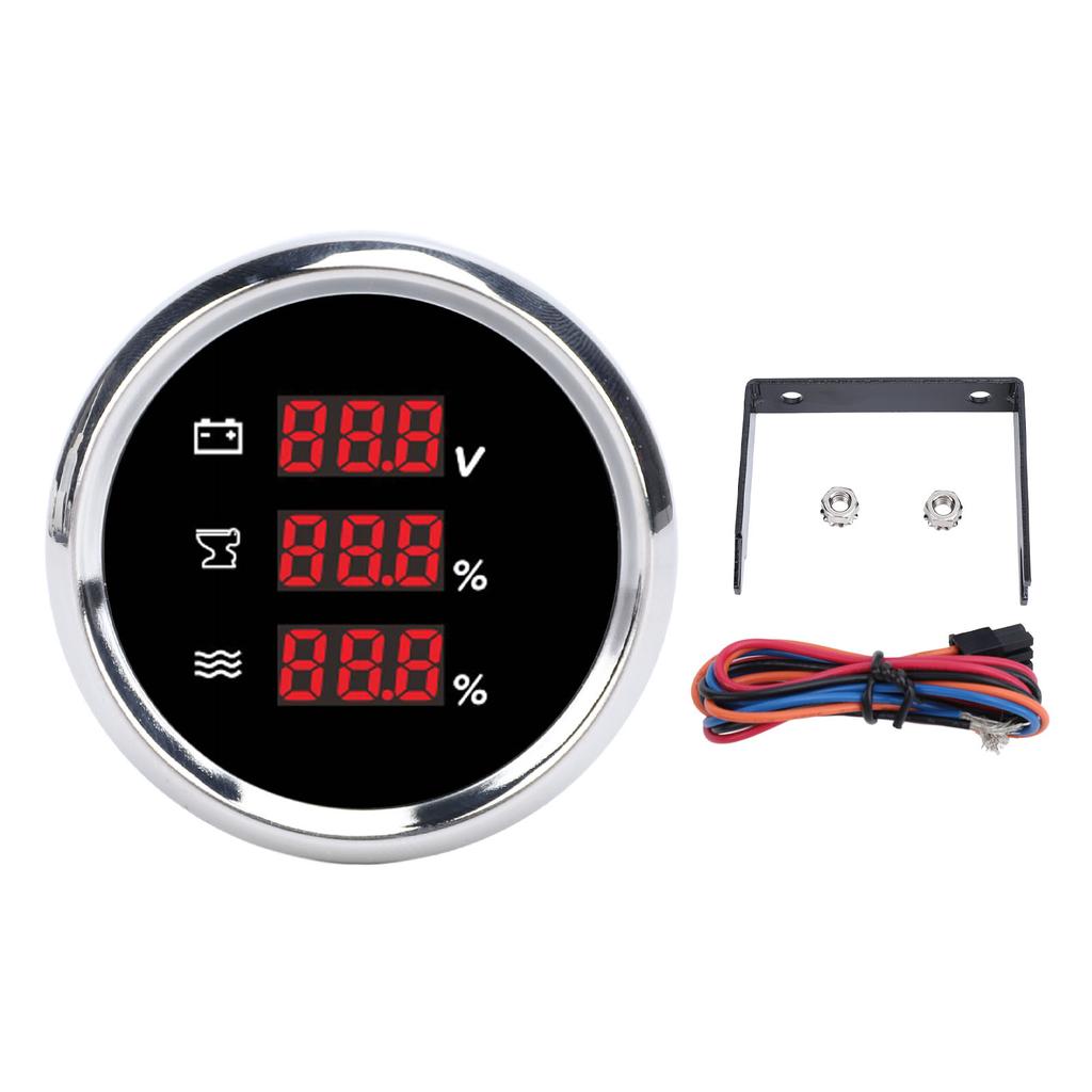 52mm Digital Voltage Sewage Water Level Gauge Waterproof Red Backlight Secure Connection Sewage Water Level Voltmeter