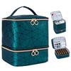 Double-Layer Makeup and Nail Polish Storage Bag - Holds 30 Bottles, Fashionable Large Capacity Handbag for Manicure Tools.