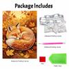 Sleeping Fox Autumn 5D Pearl Painting Kit with Frame DIY Sparkling Bead Canvas Art Relaxing Craft for Girls Room Decor Home Wall Art
