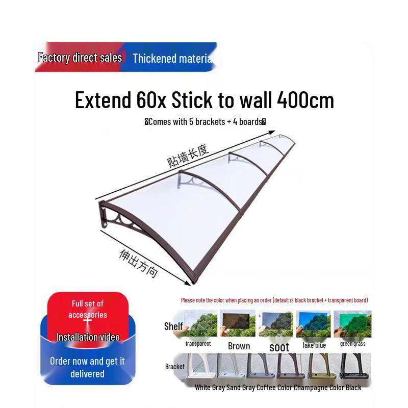 Aluminum Alloy Window Awning: Outdoor Polycarbonate Sunshade & Rain Shelter for Doorway or Balcony