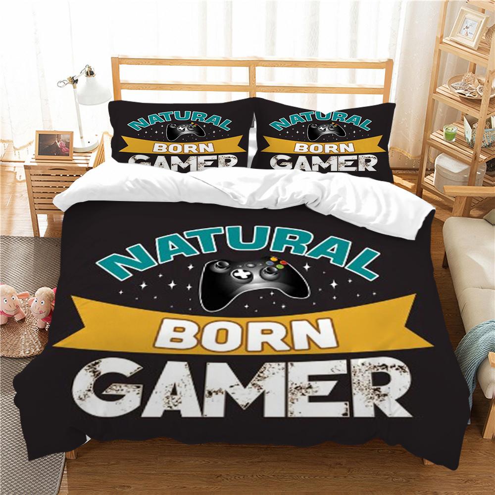 Bedding Set 3D Gamepad Print Bed Cover Bedclothes Home Three Piece Warm Polyester Pillowcase Quilt Cover