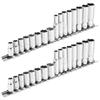 32 Pcs 1/4" Drive Socket Set Deep and Shallow Socket Set 6mm-13mm Mirror Chrome Finish Sockets with Storage Racks for Workshop