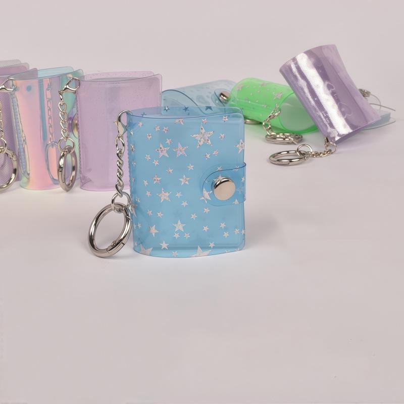 Korean Style Iridescent Laser Mini Card Holder & 1-2 Inch Keychain Photo Album