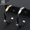 Kalen Brățară de Modă pentru Bărbați din Oțel Inoxidabil Piele Zirconiu Formă Răsucită Accesorii
