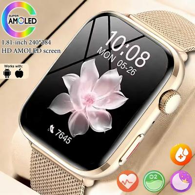 2026 New Lady Fashion Smart Watch AMOLED Screen Bluetooth Call NFC Heart Rate Menstrual Tracking Health Monitor Smartwatch Women