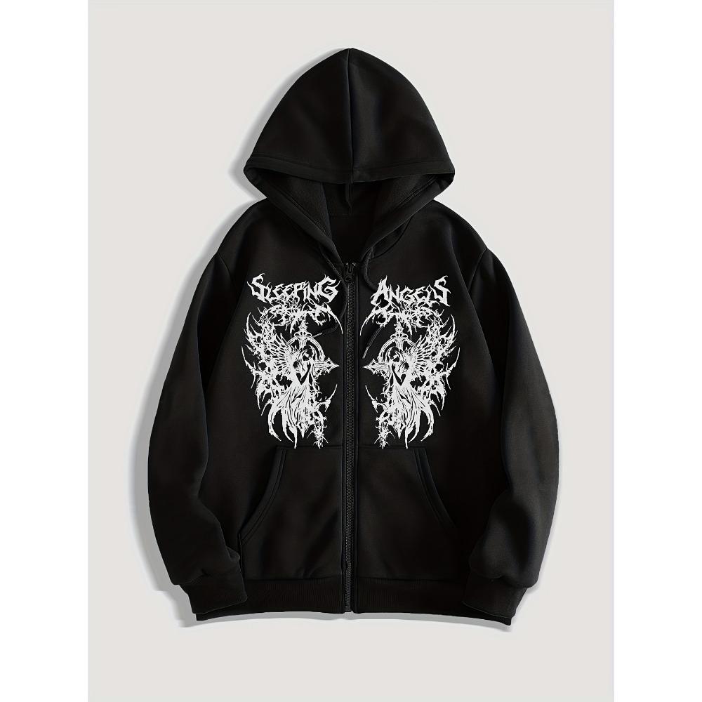 Sudadera Cardigan con Estampado Estilo Oscuro Gótico para Hombre Otoño e Invierno, Suéter Sencillo Casual con Cremallera