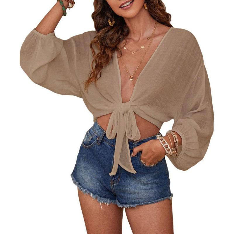 

Beach Shirt Solid Color Bikini Beach Shirt Women s Cotton Line XL