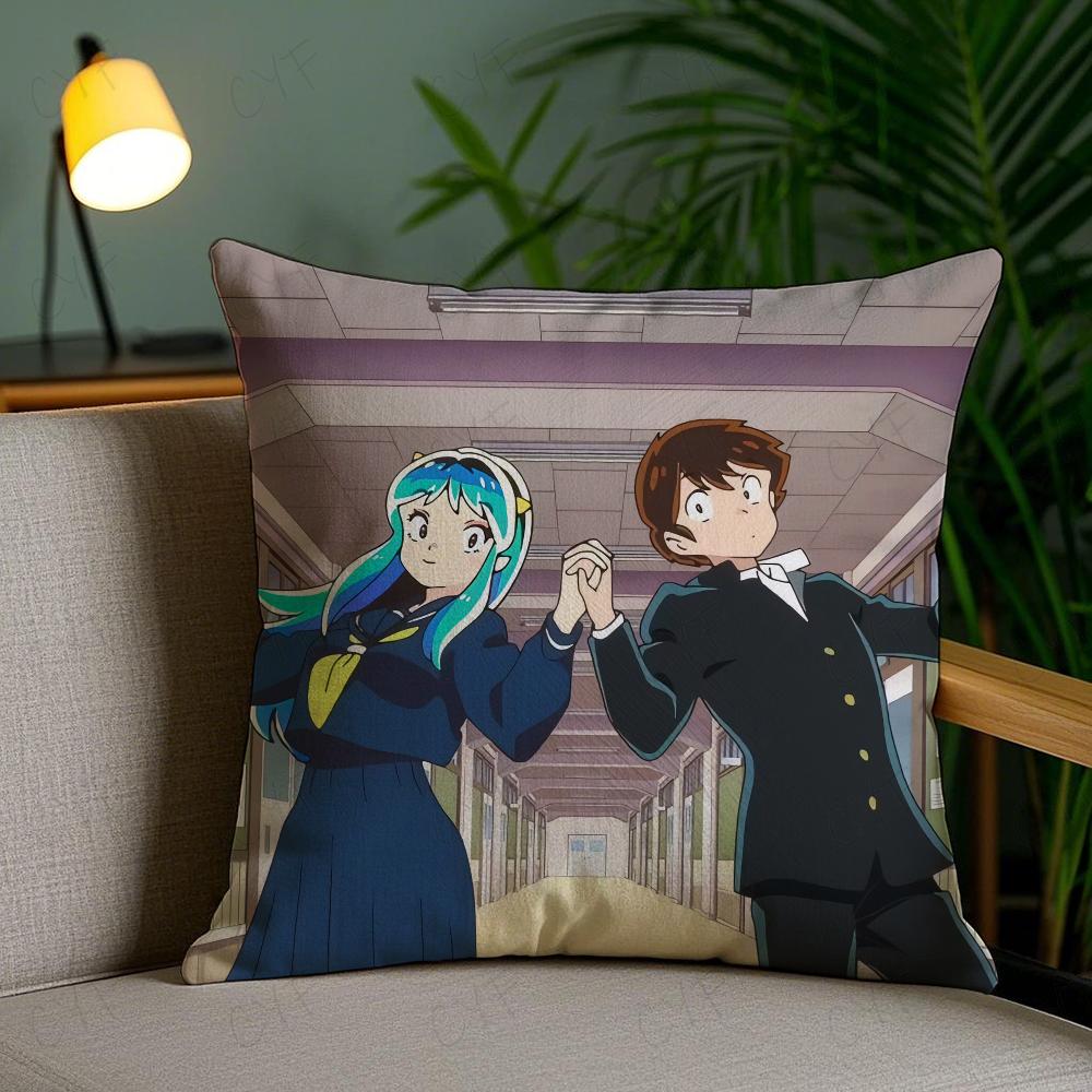 Urusei Yatsura Anime Game Pillow Case Anti-Dustmite Pillowcase Invisible Zipper Silky Short Plush Sofa Cushion Cover