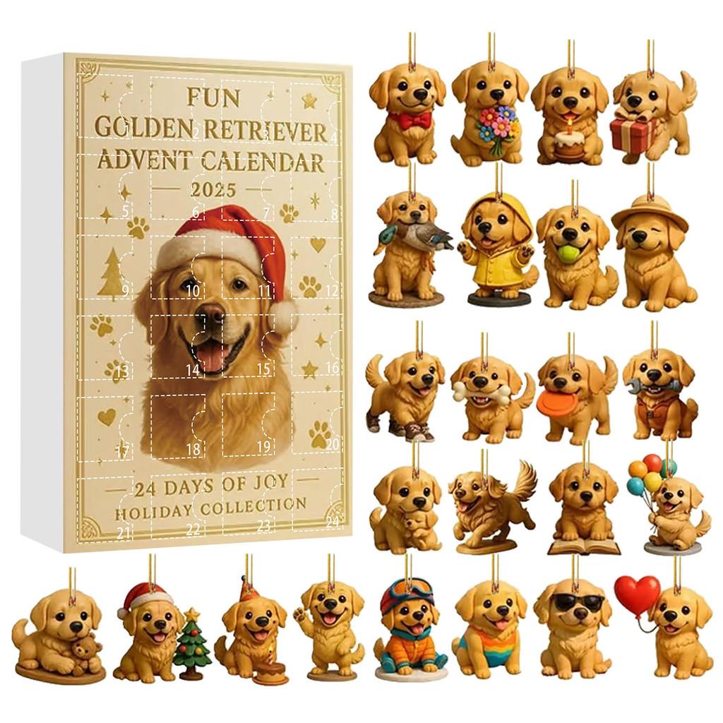 Dog Theme Christmas Advent Calendar With Acrylic Animal Figures For Holiday Gift Giving