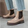 Fashion Hot Genuine Leather Women's Boots Retro British Style Slip-On Chelsea Boots Fashion Ankle Boots Round Toe Flat with Women Shoes