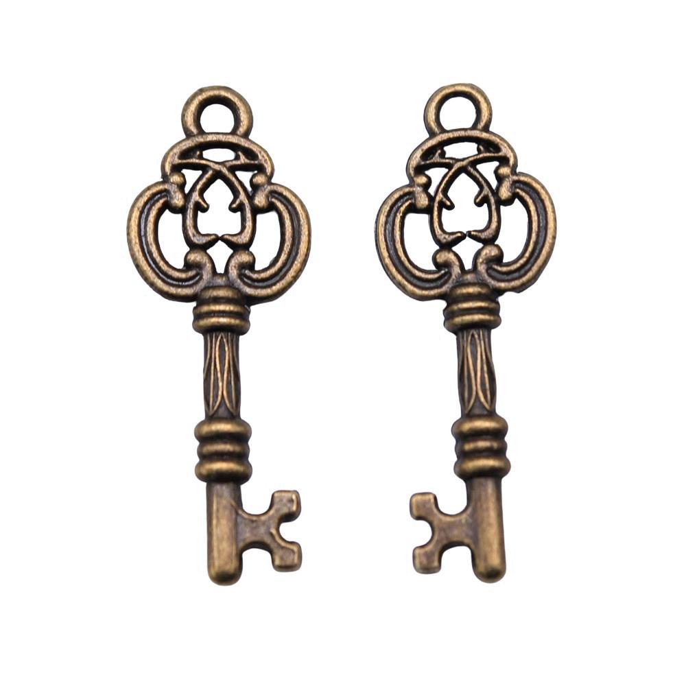 Simple Skeleton Key Charms Multi Color Alloy Pendants For Vintage Themed Jewelry