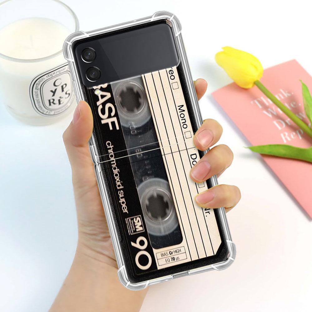 

Роскошный чехол для Samsung Galaxy Z Flip 3 4 5G Funda Z Flip3 прозрачный ПК жесткий противоударный чехол для телефона магнитная кассета для радио Samsung Z Flip 4