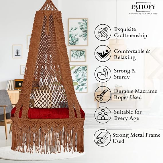 Ceiling Hanging Swing Chair (Brown) Polyester