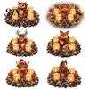 Decorative Evergreen Lamp Christmas Animal Candle Holder Figurine, Resin LED Flameless Pine Cone Berry Decoration Light, Holiday Desktop Ornament for