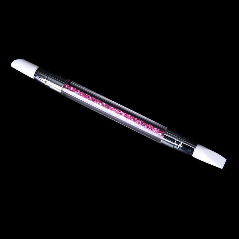 1Pc Nail Art Brush Dotting Tools 2 Way Sculpture Pen Silicone Head Carving Craft ,