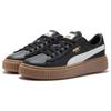 Puma Basket Platform Leder Runde Zehenpartie Schnürschuhe Low-Top Sneakers Damen-Sneakers Schwarz 394369-02