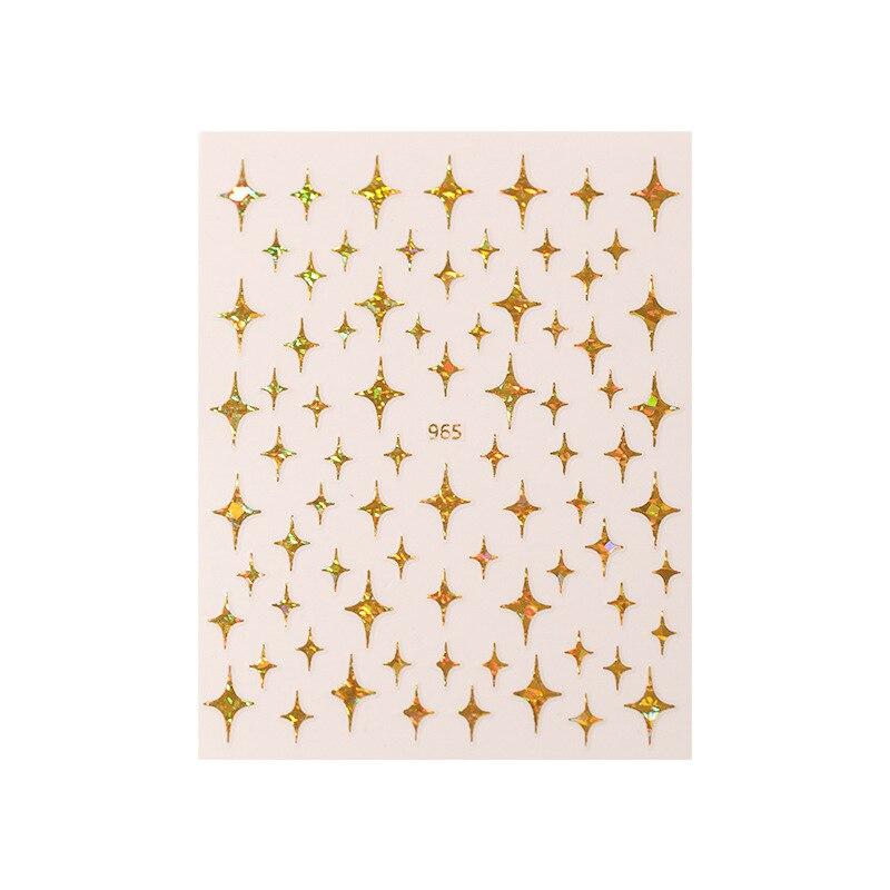 3 Packungen 3D Laser Herz Alphabet Nagelkunst Aufkleber Nagelkunst Dekorationen Blumen Sterne Schwarz und Weiß Nagelkunst Dekorationen